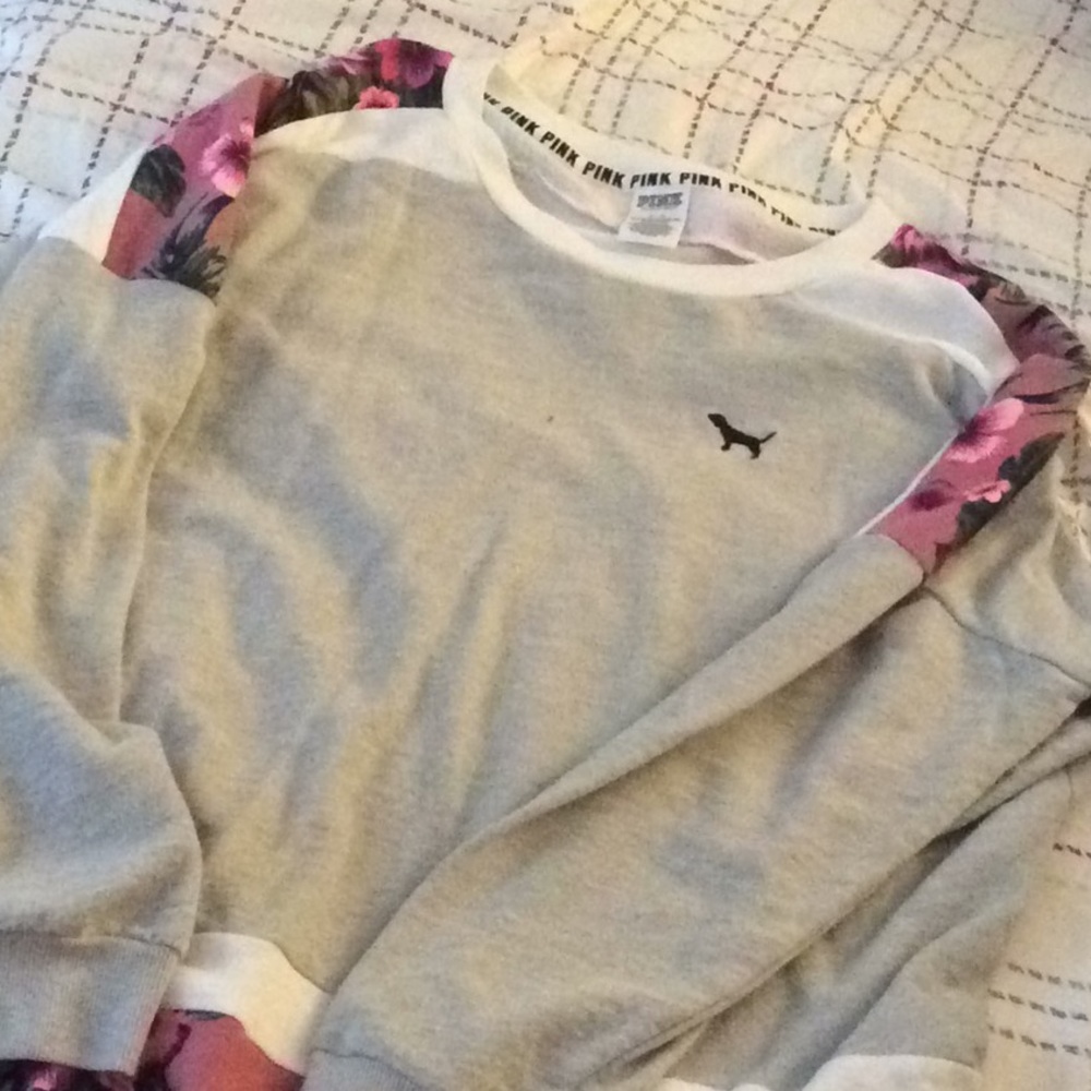 PINK floral varsity crew